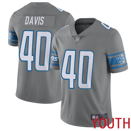 Detroit Lions Limited Steel Youth Jarrad Davis Jersey NFL Football 40 Rush Vapor Untouchable